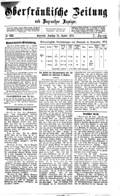 Oberfränkische Zeitung und Bayreuther Anzeiger (Bayreuther Anzeiger) Samstag 26. September 1874