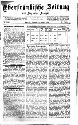 Oberfränkische Zeitung und Bayreuther Anzeiger (Bayreuther Anzeiger) Montag 28. September 1874