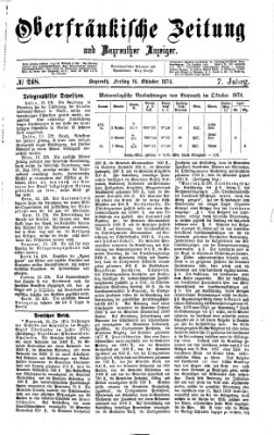 Oberfränkische Zeitung und Bayreuther Anzeiger (Bayreuther Anzeiger) Freitag 16. Oktober 1874
