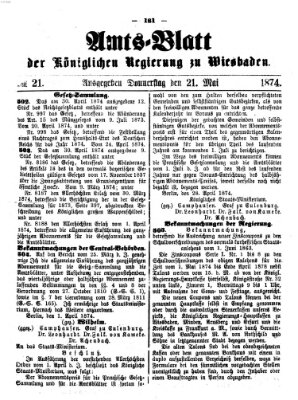 Amtsblatt der Regierung in Wiesbaden (Herzoglich-nassauisches allgemeines Intelligenzblatt) Donnerstag 21. Mai 1874