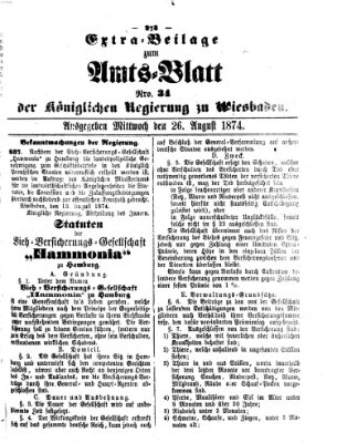 Amtsblatt der Regierung in Wiesbaden (Herzoglich-nassauisches allgemeines Intelligenzblatt) Mittwoch 26. August 1874
