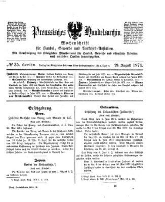Preußisches Handels-Archiv Freitag 28. August 1874