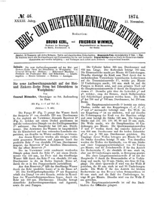 Berg- und hüttenmännische Zeitung Freitag 13. November 1874