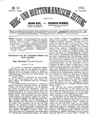 Berg- und hüttenmännische Zeitung Freitag 25. Dezember 1874