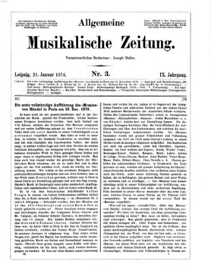Allgemeine musikalische Zeitung Mittwoch 21. Januar 1874