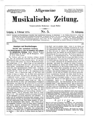 Allgemeine musikalische Zeitung Mittwoch 4. Februar 1874