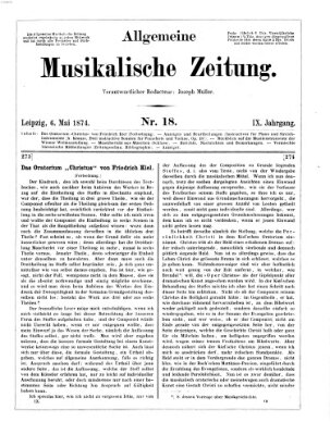 Allgemeine musikalische Zeitung Mittwoch 6. Mai 1874