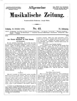 Allgemeine musikalische Zeitung Mittwoch 28. Oktober 1874