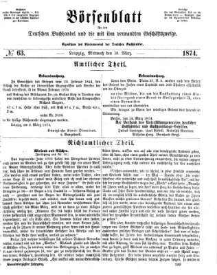 Börsenblatt für den deutschen Buchhandel Mittwoch 18. März 1874