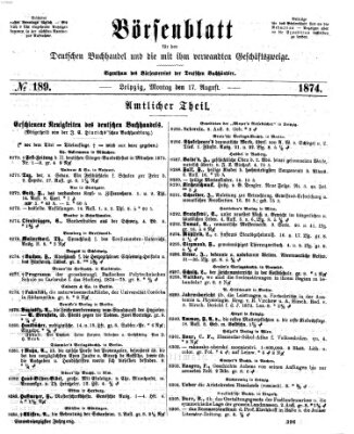 Börsenblatt für den deutschen Buchhandel Montag 17. August 1874