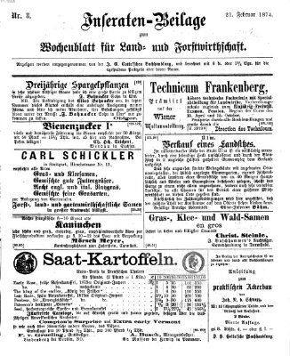Wochenblatt für Land- und Forstwirthschaft Samstag 21. Februar 1874