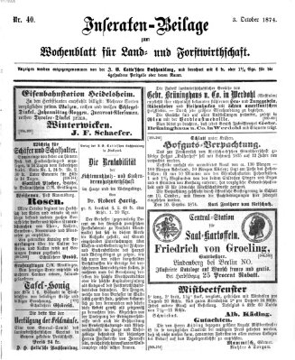 Wochenblatt für Land- und Forstwirthschaft Samstag 3. Oktober 1874