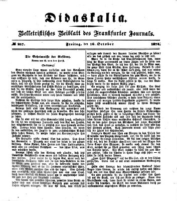 Didaskalia Freitag 16. Oktober 1874