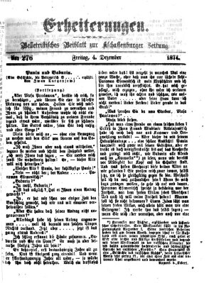 Erheiterungen (Aschaffenburger Zeitung) Freitag 4. Dezember 1874