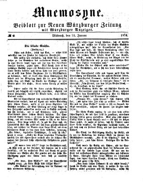 Mnemosyne (Neue Würzburger Zeitung) Mittwoch 21. Januar 1874