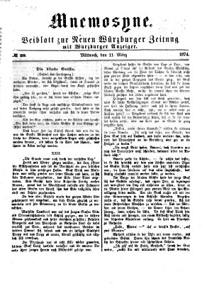 Mnemosyne (Neue Würzburger Zeitung) Mittwoch 11. März 1874