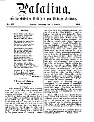 Palatina (Pfälzer Zeitung) Donnerstag 19. November 1874