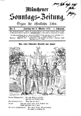 Münchener Sonntags-Zeitung Sonntag 11. Oktober 1874