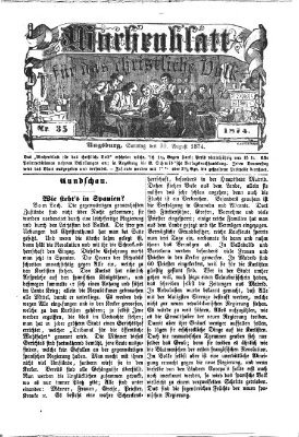 Wochenblatt für das christliche Volk Sonntag 30. August 1874