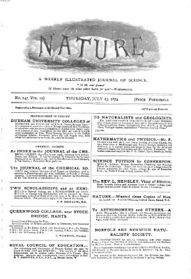 Nature Donnerstag 23. Juli 1874