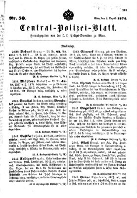 Zentralpolizeiblatt Dienstag 4. August 1874
