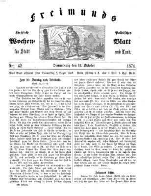 Freimund's kirchlich-politisches Wochenblatt für Stadt und Land Donnerstag 15. Oktober 1874