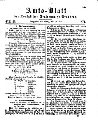 Amtsblatt für den Regierungsbezirk Arnsberg Samstag 16. Mai 1874