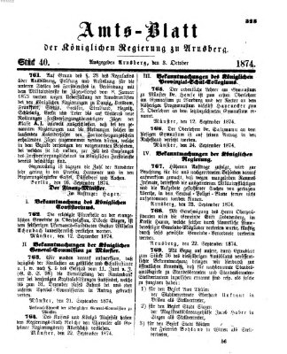 Amtsblatt für den Regierungsbezirk Arnsberg Samstag 3. Oktober 1874