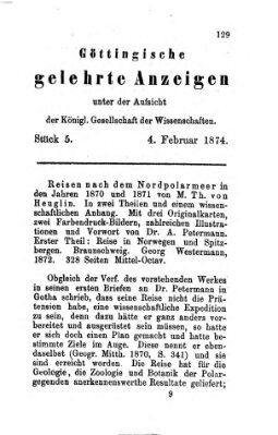 Göttingische gelehrte Anzeigen (Göttingische Zeitungen von gelehrten Sachen) Mittwoch 4. Februar 1874