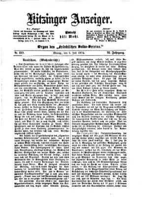 Kitzinger Anzeiger Montag 6. Juli 1874