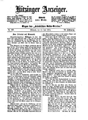 Kitzinger Anzeiger Mittwoch 15. Juli 1874