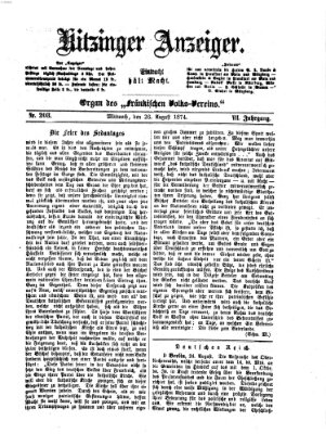 Kitzinger Anzeiger Mittwoch 26. August 1874