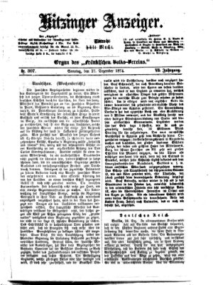Kitzinger Anzeiger Sonntag 27. Dezember 1874