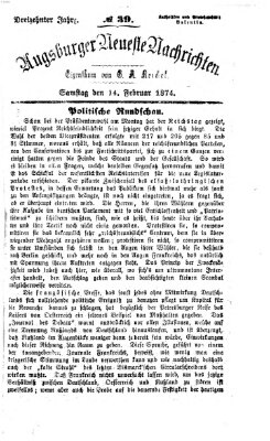 Augsburger neueste Nachrichten Samstag 14. Februar 1874