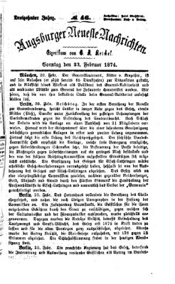 Augsburger neueste Nachrichten Montag 23. Februar 1874