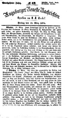 Augsburger neueste Nachrichten Freitag 13. März 1874