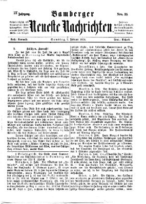 Bamberger neueste Nachrichten Samstag 7. Februar 1874