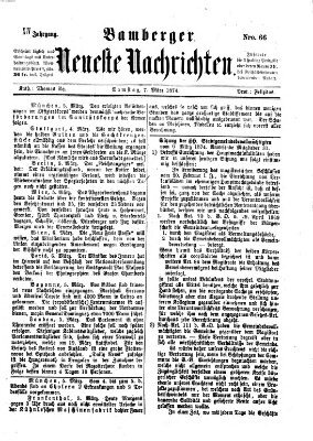 Bamberger neueste Nachrichten Samstag 7. März 1874