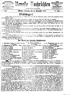 Neueste Nachrichten aus dem Gebiete der Politik (Münchner neueste Nachrichten) Dienstag 24. November 1874