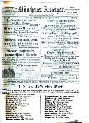 Münchener Anzeiger (Münchner neueste Nachrichten) Mittwoch 28. Januar 1874