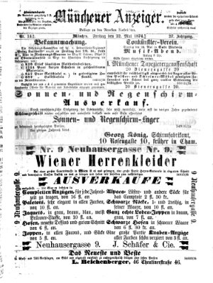 Münchener Anzeiger (Münchner neueste Nachrichten) Freitag 22. Mai 1874