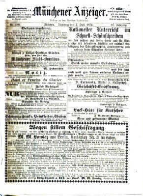 Münchener Anzeiger (Münchner neueste Nachrichten) Dienstag 7. Juli 1874