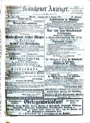 Münchener Anzeiger (Münchner neueste Nachrichten) Sonntag 2. August 1874