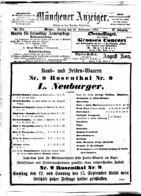 Münchener Anzeiger (Münchner neueste Nachrichten) Freitag 11. September 1874