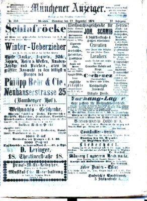 Münchener Anzeiger (Münchner neueste Nachrichten) Samstag 19. Dezember 1874