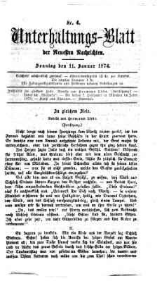 Neueste Nachrichten aus dem Gebiete der Politik (Münchner neueste Nachrichten) Sonntag 11. Januar 1874
