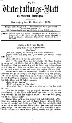 Neueste Nachrichten aus dem Gebiete der Politik (Münchner neueste Nachrichten) Donnerstag 19. November 1874