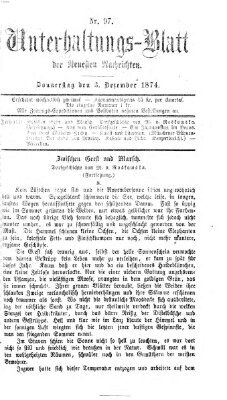 Neueste Nachrichten aus dem Gebiete der Politik (Münchner neueste Nachrichten) Donnerstag 3. Dezember 1874