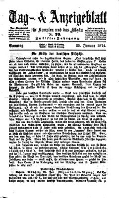 Tag- und Anzeigeblatt für Kempten und das Allgäu Sonntag 25. Januar 1874