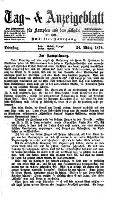 Tag- und Anzeigeblatt für Kempten und das Allgäu Dienstag 24. März 1874